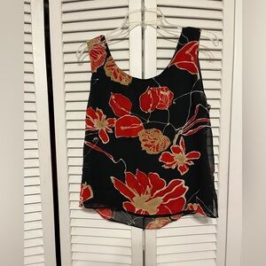Dana Kay sleeveless black & Red/Beige flowered design, Women’s size 12